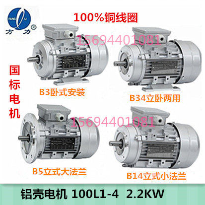 4极2.2KW方力电机YS/YE2/YE3/FL-100L1-4铝壳三相异步电动机2200W