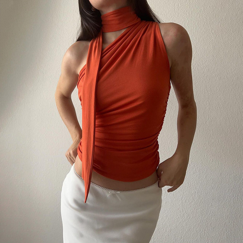 2023 Off Shoulder Halter Tank Tops WomenVintage Crop Top Y2K