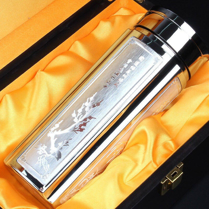 银杯子999纯银内胆保温杯足银茶杯礼盒装定制刻字梅兰竹菊银水杯