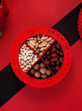 一次性果盘结婚用的喜盘子婚礼无纺布红色喜庆喜糖盘婚房婚庆用品