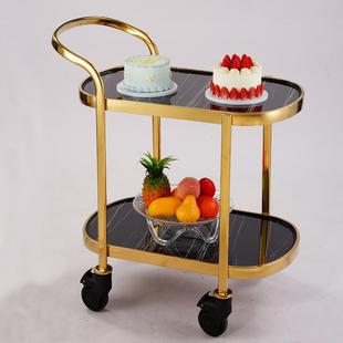 酒店服务车不锈钢4s店两层酒水车KTV手推送餐车子高档餐厅甜厂家