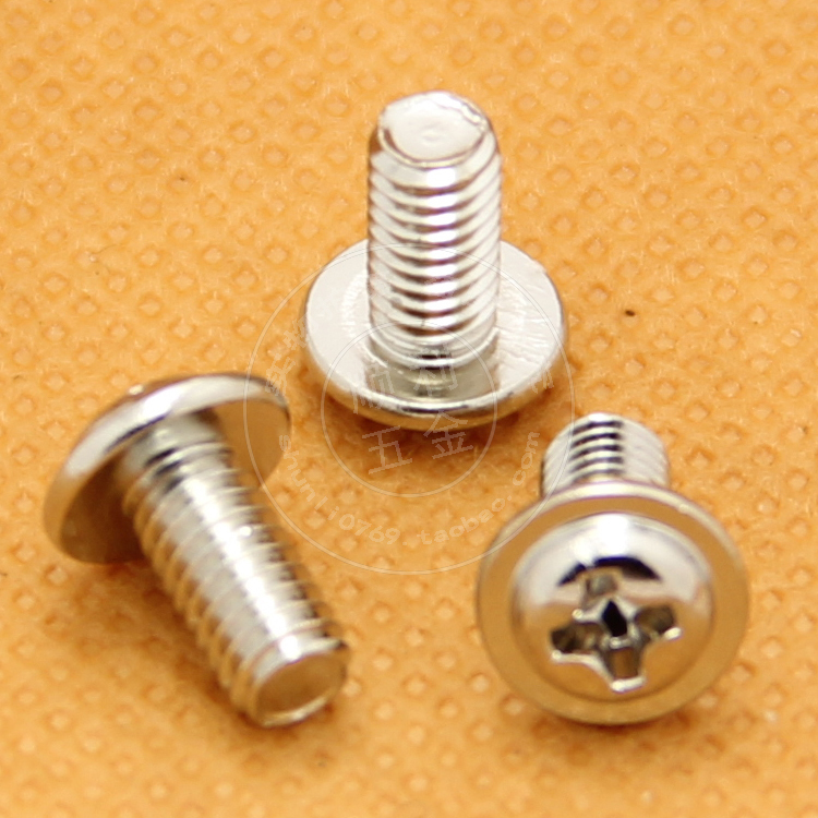 镀镍十字圆头带垫机牙螺