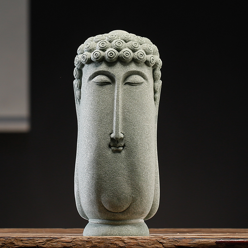 国潮风复古手工青砂石佛