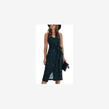 2021 summer mid-length sling print split women's sling dress