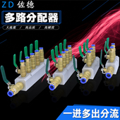 气体气管分流器气源分配器PU121086mm分气块一进多路出气排接头通