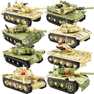 开智积木男孩益智力拼装 坦克玩具模型儿童拼插小颗粒组装 军事汽车
