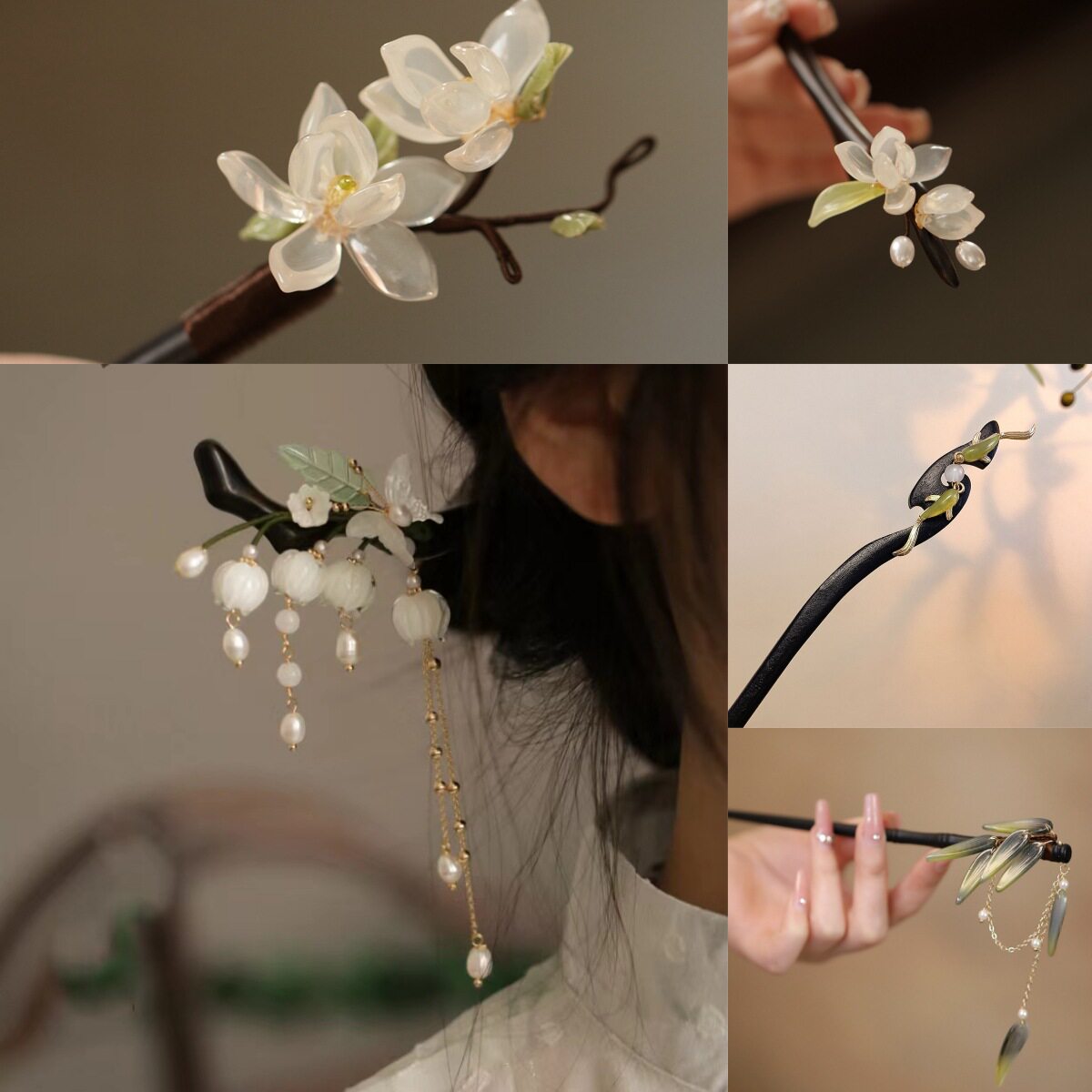 【凝香】玉兰花木簪 汉服古风配饰发簪古风 盘发超仙旗袍日常简约