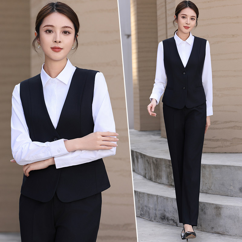 西装马甲女套装职业装西服马夹上作服女士藏工服坎肩