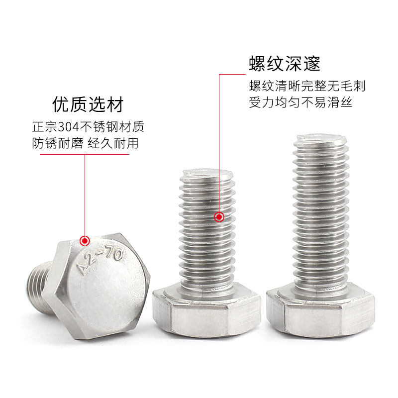 不锈钢全牙外六角螺栓加