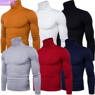 男高领毛衣 Men Autumn Knit High Neck Turtleneck Sweater man