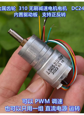 全金属齿轮 310 无刷减速电机 DC12V-24V 可正反转 支持 PWM 调速