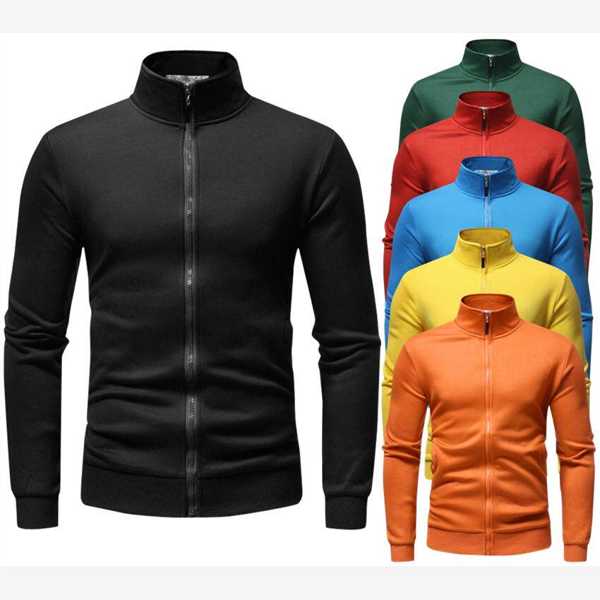 亚马逊跨境2021秋冬全棉加厚加绒长袖外套立领纯棉卫衣修身开衫