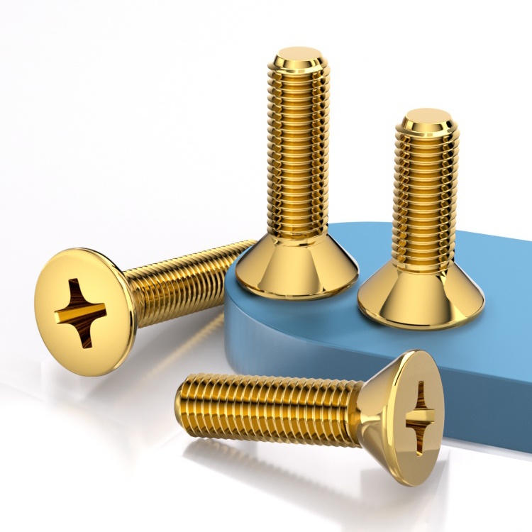 铜十字沉头螺丝平机钉黄