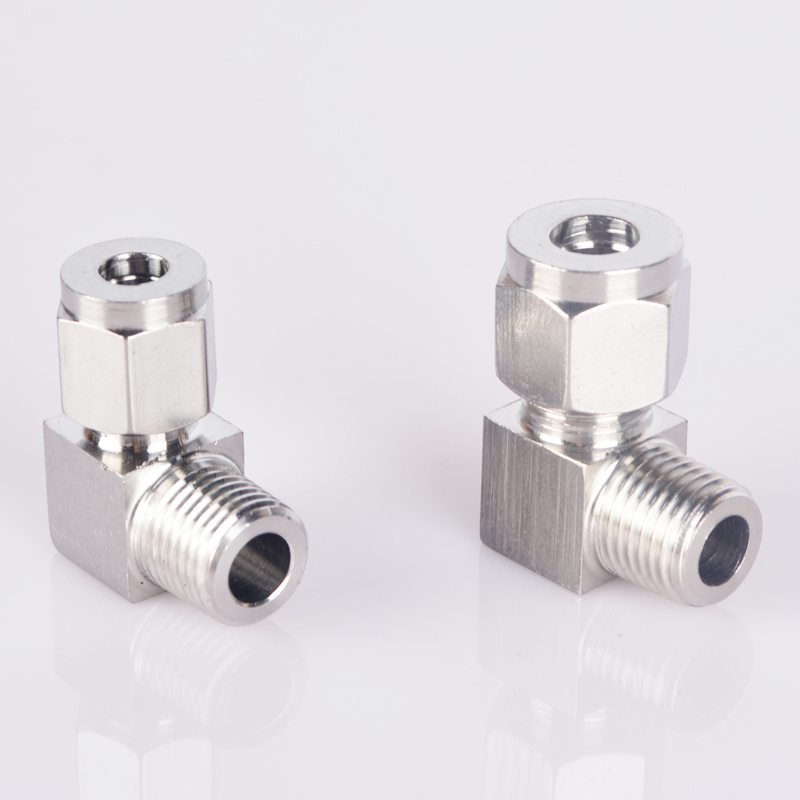 304不锈钢卡套 弯头终端   双卡套90°气源管接 规格齐全