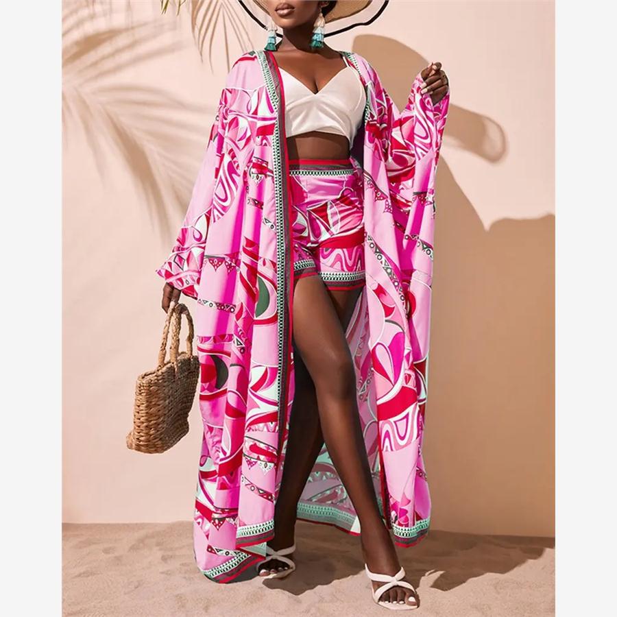 长款宽松开衫短裤套装Ba