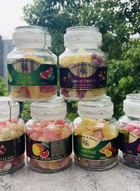 嘉云cavendish harvey mixed fruit德国进口糖果嘉云糖玻璃瓶300g