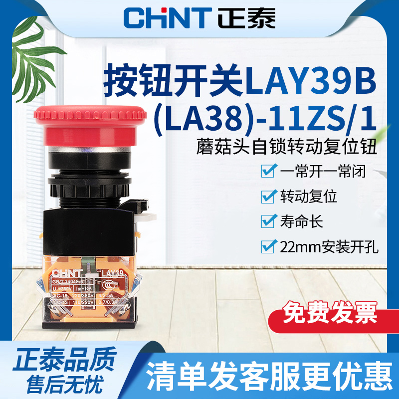 按钮开关红蘑菇头自锁转