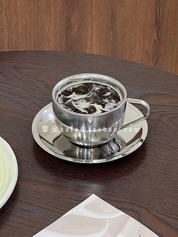 韩式小众不锈钢咖啡杯碟