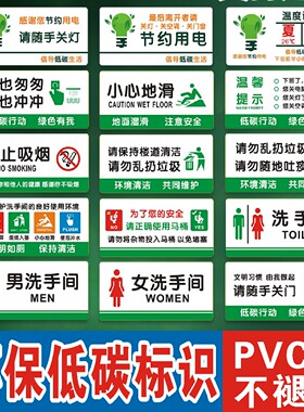 节约用电禁止吸烟空调温度全套标识牌绿色办公节能低碳环保PVC贴