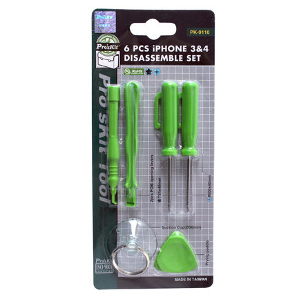 台湾宝工PK-9110家用IPHONE3&amp;4手机维修6件装拆壳工具组套螺