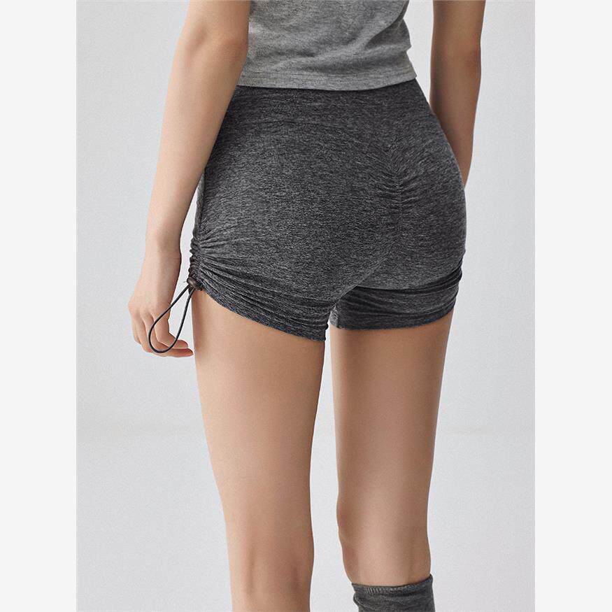 运动三分裤女夏季健身短裤紧身高腰提臀透气速干瑜伽裤抽绳骑行裤