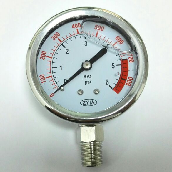 油压压力表 防震振表 zyia 0-6mpa～800psi 直径61mm ZG1/4 Φ13