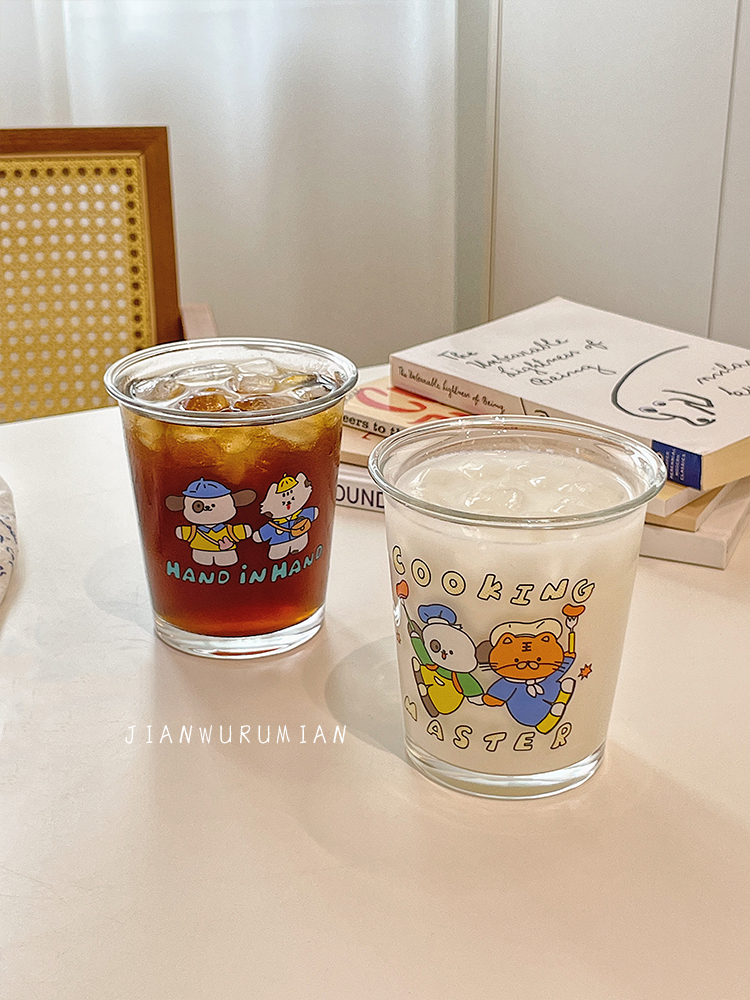 可爱小狗老虎透明玻璃韩