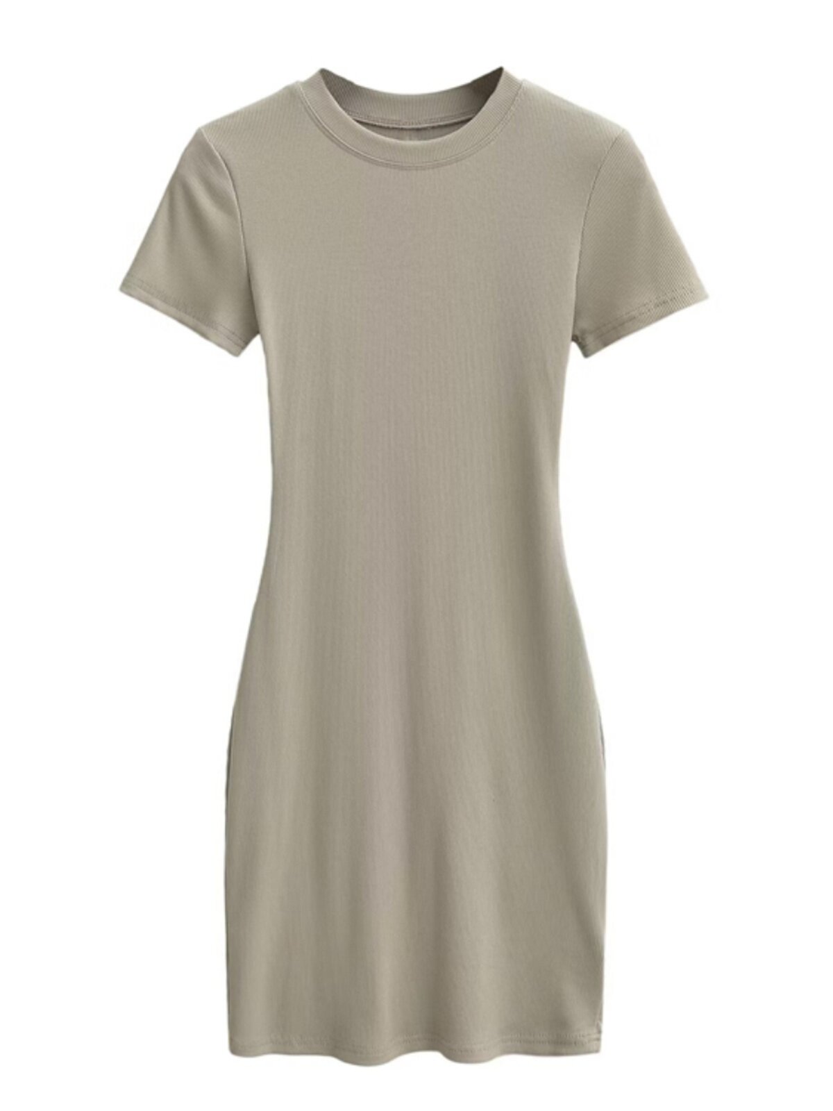 欧美小圆领短袖连衣裙女短款夏季弹力紧身显瘦性感包臀裙打底短裙