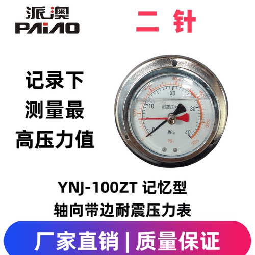 派澳YNJ-100ZT记忆型双针压力表留点记录下测量压力值400KG