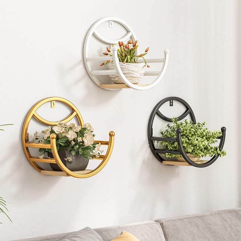 免打孔铁艺阳台壁挂式花盆架餐厅墙面花篮架客厅墙上绿萝置物花架