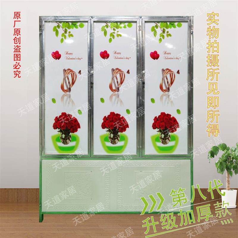 卧室简易组装不锈钢铁皮衣柜家用小户型农村一体防潮包邮棉被金属
