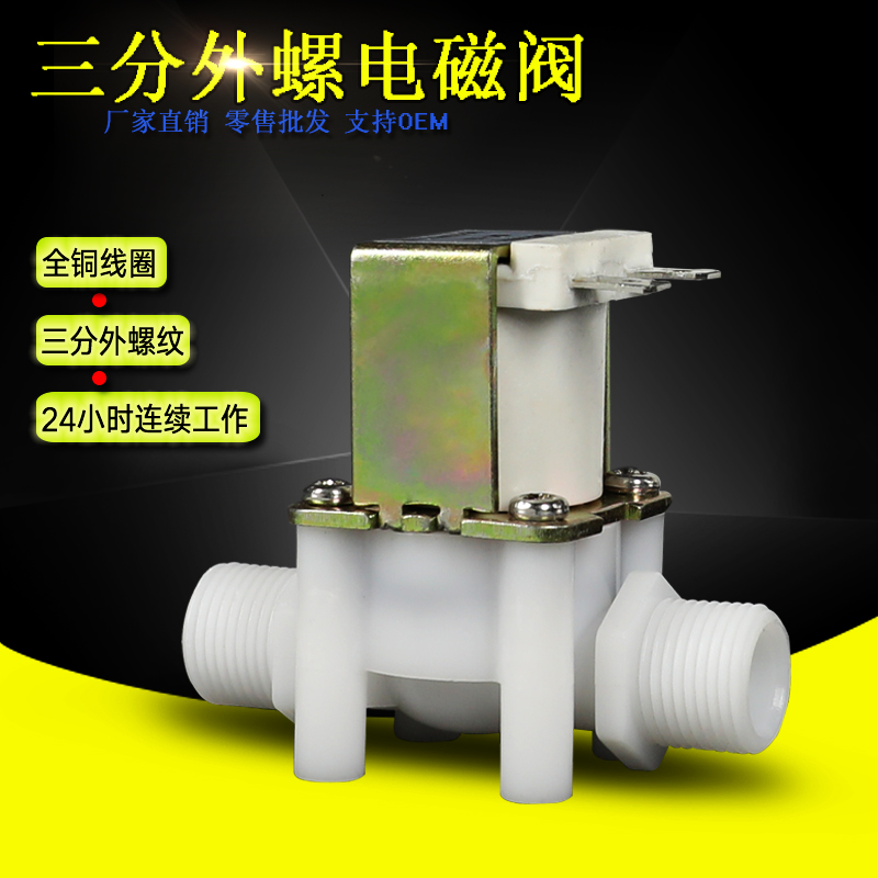 三分3分外螺纹塑料电磁阀 DN10 G13/8 DC12VDC24VAC220V 铜线圈