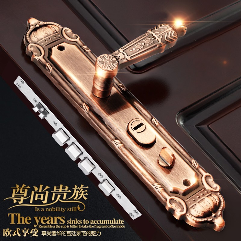 304不锈钢防盗门锁家用套装通用型木门超C级双开大门锁面板把手