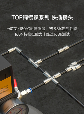 快速接头气动气管接头T型三通对接快插金属接PE4/6/8/10/12/14/16