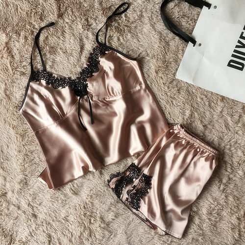 Women Sleepwear Sexy Pajama Set Pyjama Ladies CamiTop+Shorts