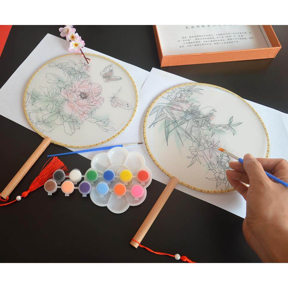 团扇diy材料包手绘扇子空白真丝扇面绢古风涂色绘画廉洁活动圆扇,玩具/童车/益智/积木/模型,其它玩具,淘宝优惠券,粉丝福利购,淘宝优惠卷