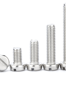 304不锈钢圆柱头一字螺丝GB65螺栓圆头螺丝钉M2M2.5M3M4M5M6M8