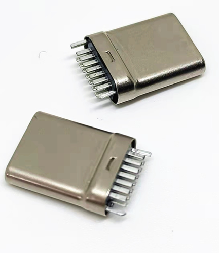TYPE-C 公头14PIN拉伸夹板双排14P 短体10.3带接地直脚/K脚 公口