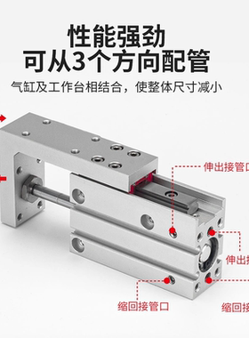 精密导轨滑台气缸MQX6/10/16/20X5/10/15/20/30/40/50*60-SD2-9D
