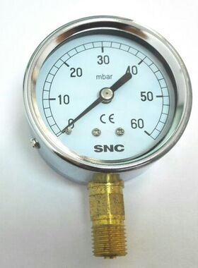 微压气压表 膜盒压力表 YE-60 Φ60mm 压力0-60mbar 螺纹m14x1.5