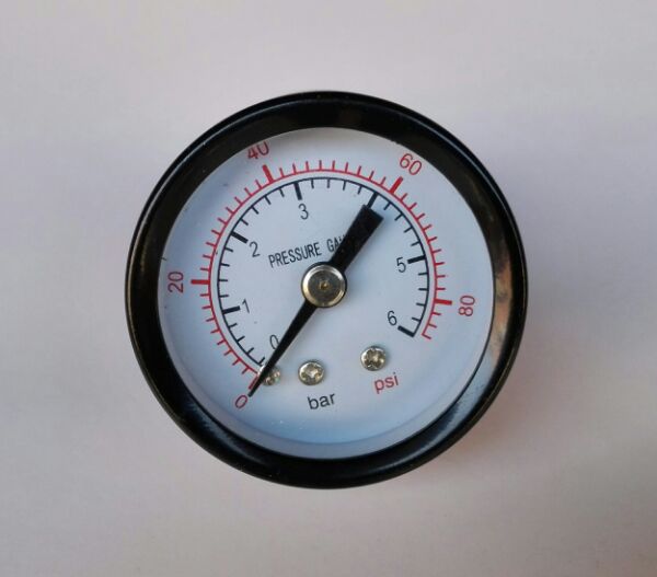 轴向压力表 Φ40mm 0～6bar/80psi（6bar=0.6mpa）pt1/8 y-40z