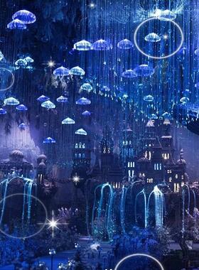 led水母灯婚礼堂装饰灯户外防水挂树灯星空光纤景区亮化七彩变色