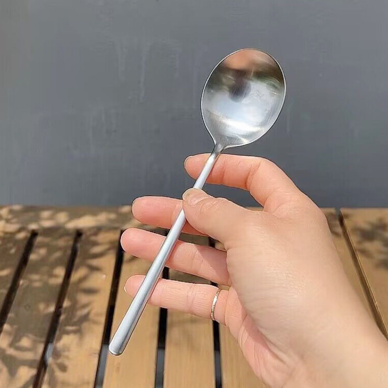韩式圆头勺18/10不锈钢砂光大圆勺喝汤勺吃饭勺子调羹