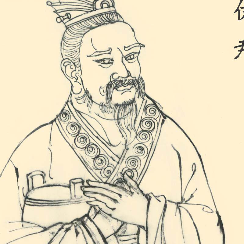 中华厨祖烹饪祖师爷画像伊尹卷轴画伊挚阿衡挂画客厅玄关丝绸画