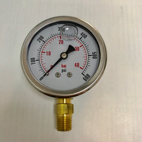61mm压力表 外壳充液型 双刻度压力 0-40bar 0-600psi 螺纹npt1/4