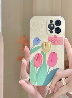 flower phone case cover back iphone x 11 12 13 embroid