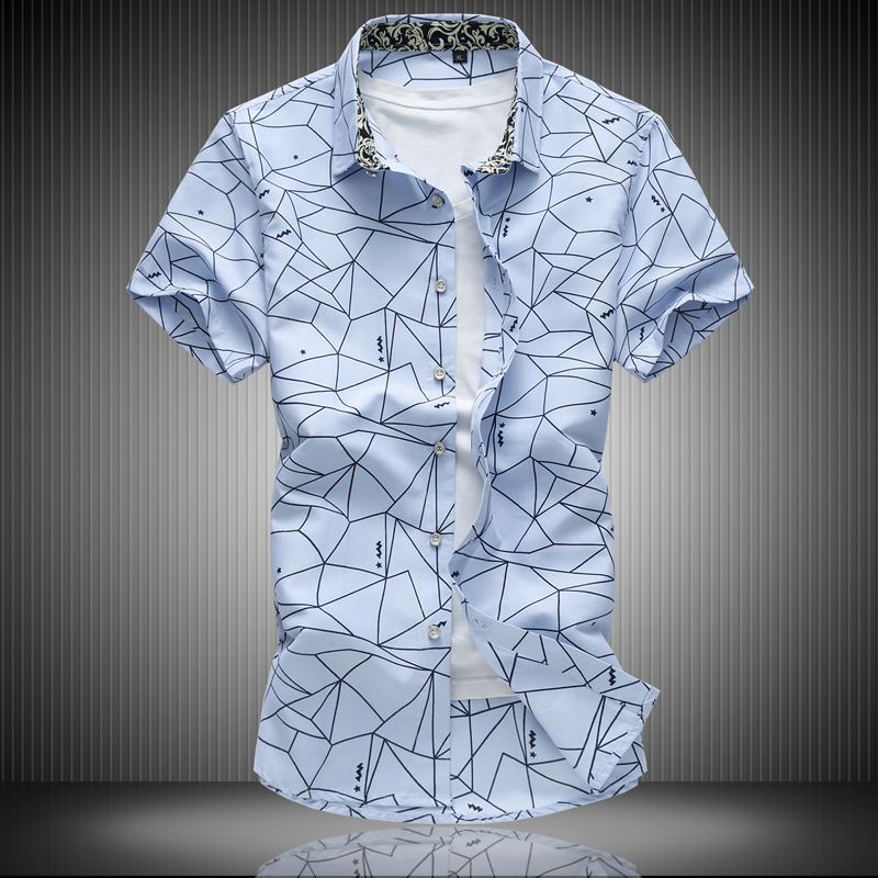 韩版男士修身短袖衬衣夏季潮流加肥大码半袖寸衫胖子大号休闲寸衣