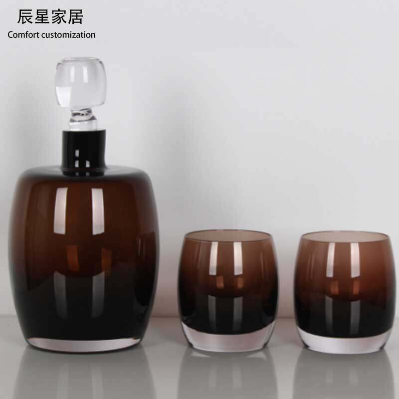 现代简欧样板房客厅茶几售楼处会所酒店大堂仿真花酒具托盘组合