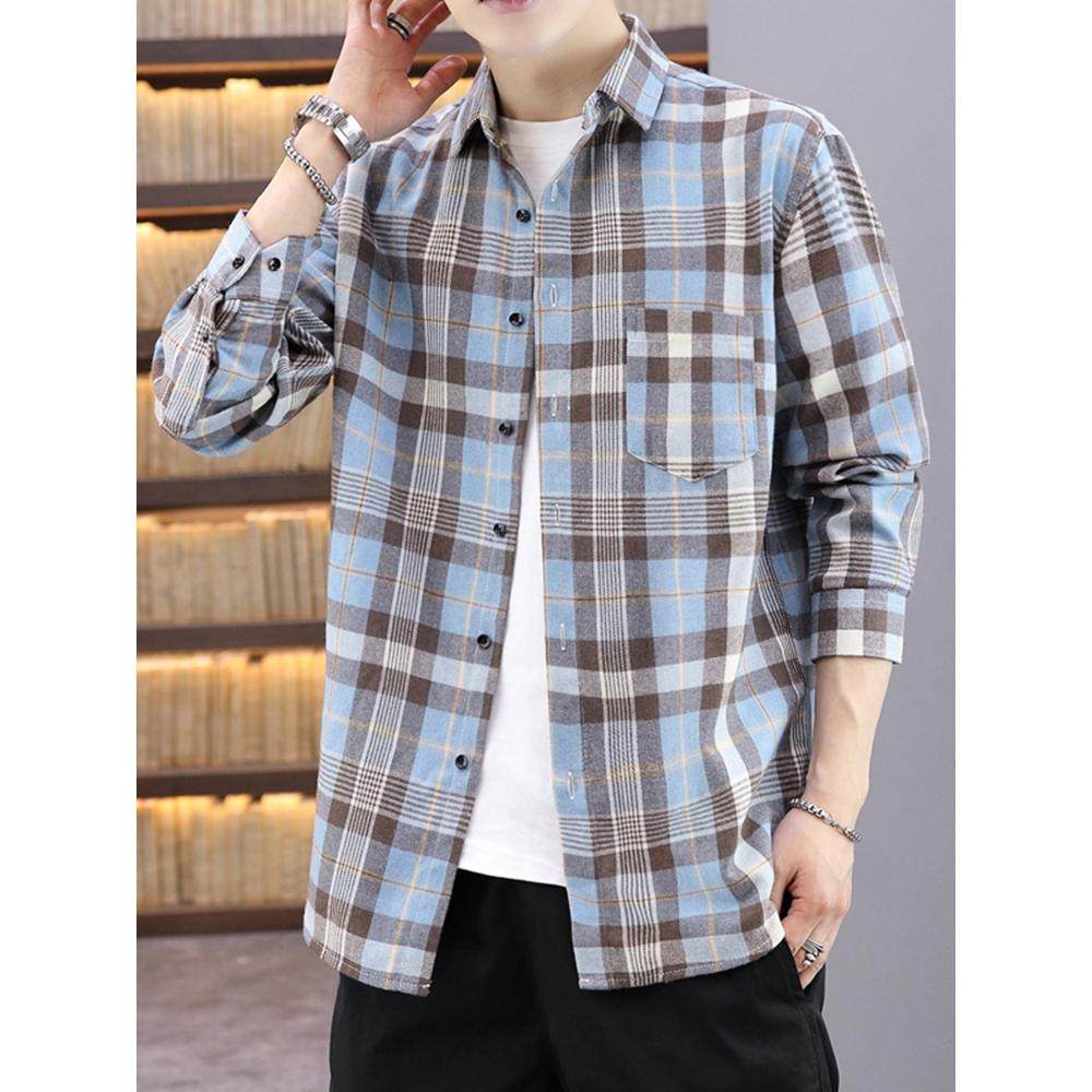 2024春秋季新款潮流格子长袖衬衫男款宽松休闲外套青年男装上衣服,包装,胶带座/封箱器,淘宝优惠券,粉丝福利购,淘宝优惠卷