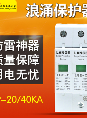 防雷保护器2P 40KA浪涌保护器 避雷器 电涌保护器 家用220V防雷击